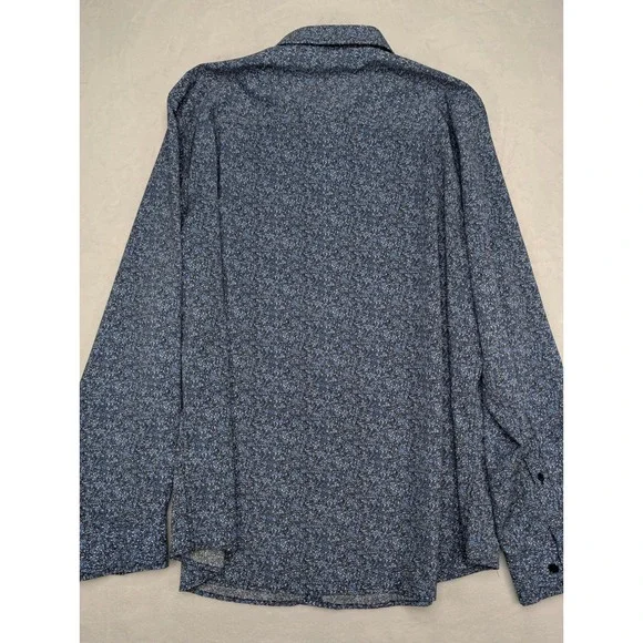 Nick Graham Everywhere Mens 2XLT Blue Floral Stretch‎ Modern Fit Dress Shirt - Picture 6 of 7